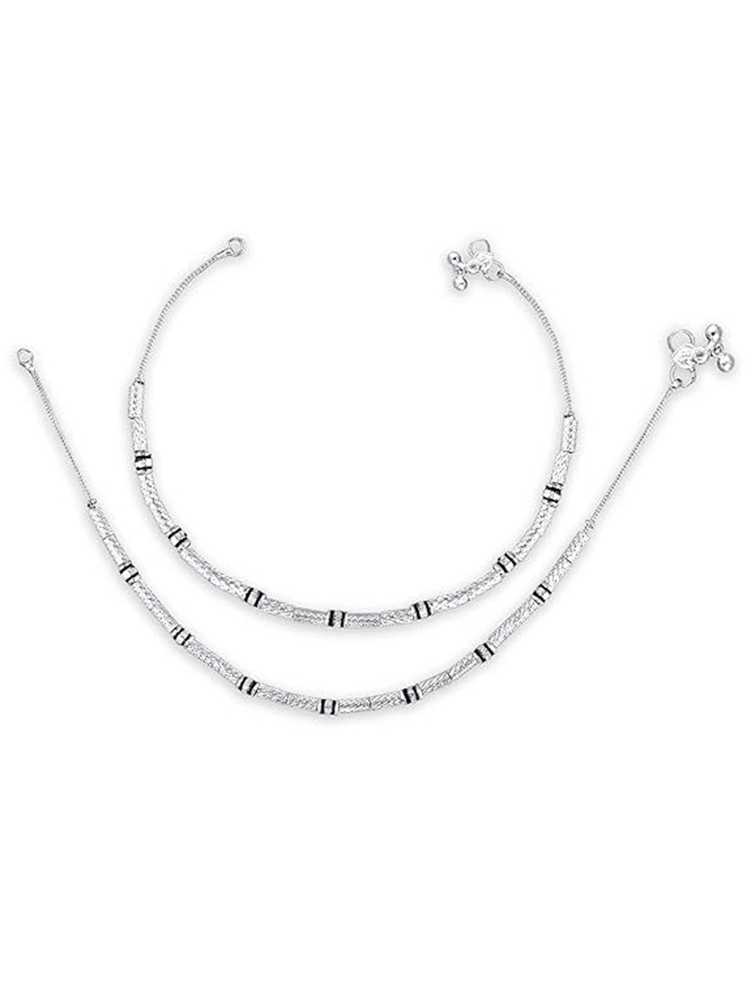 

Heer Collection Set Of 2 Silver-Plated Stone Studded Anklets