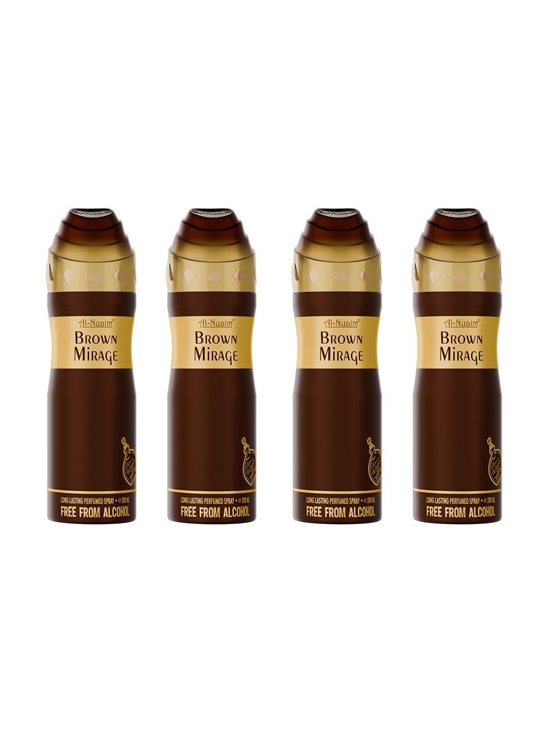 

Al-Nuaim Men Set of 4 Brown Mirage Alcohol Free Long Lasting Deodorant - 200 ml each