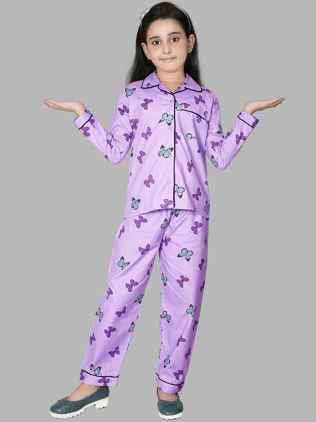 

YK Girls Printed Night suit, Lavender