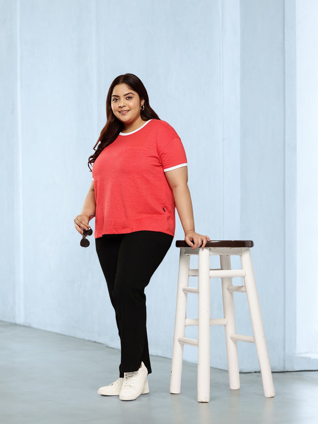 

Sztori Plus-Size Casual T-shirt, Coral