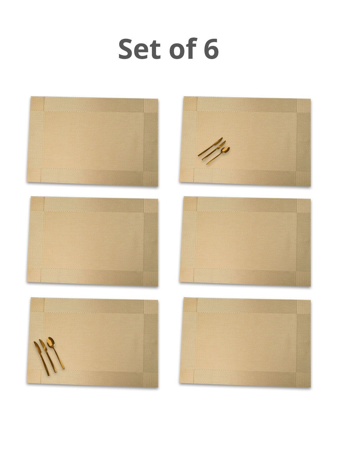 

MARKET99 Gold Toned 6 Pieces Textured Table Placemats