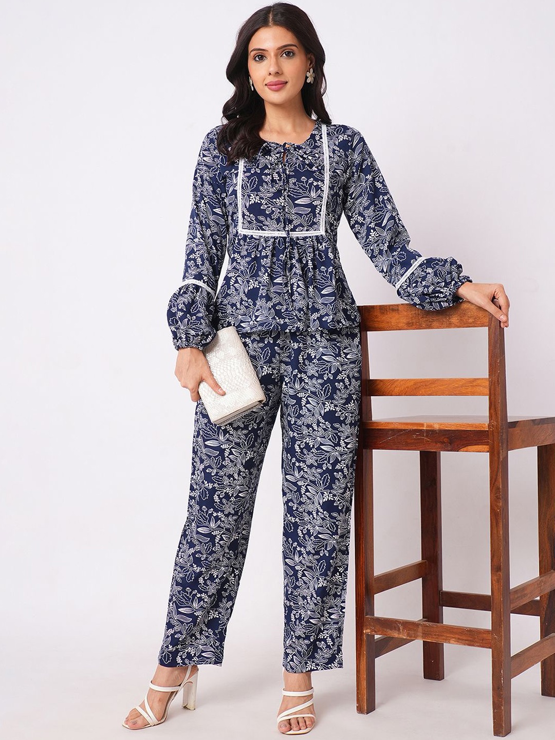 

KALINI Printed Tunic With Trousers Co-Ords, Blue