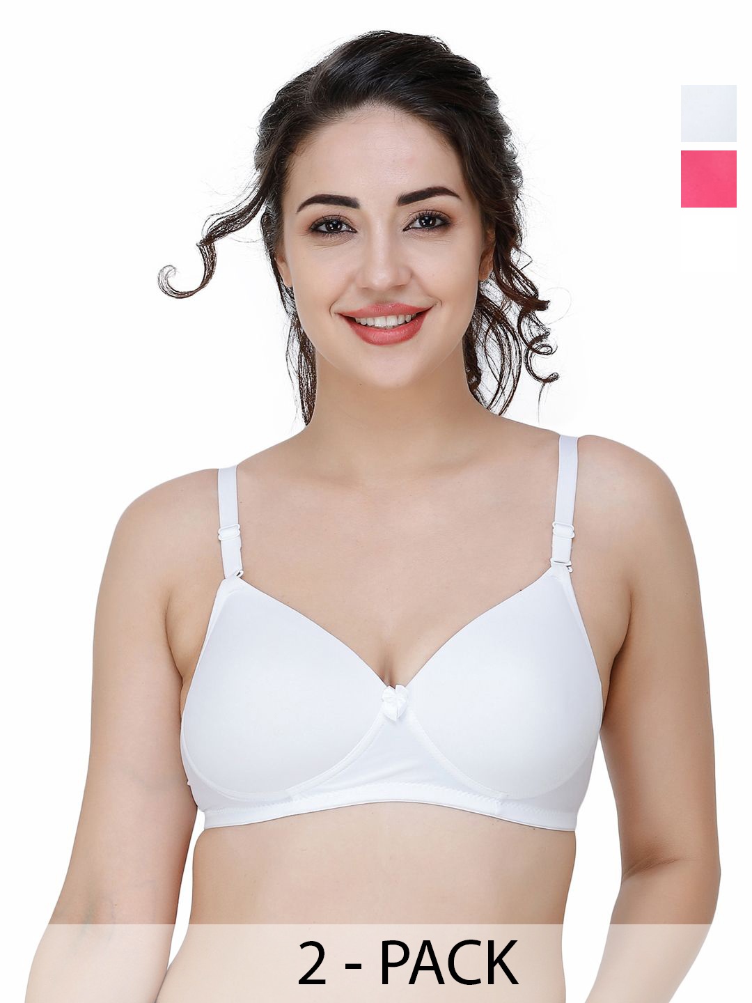 

College Girl Women Pack Of 2 Full Coverage Lightly Padded Bra, White