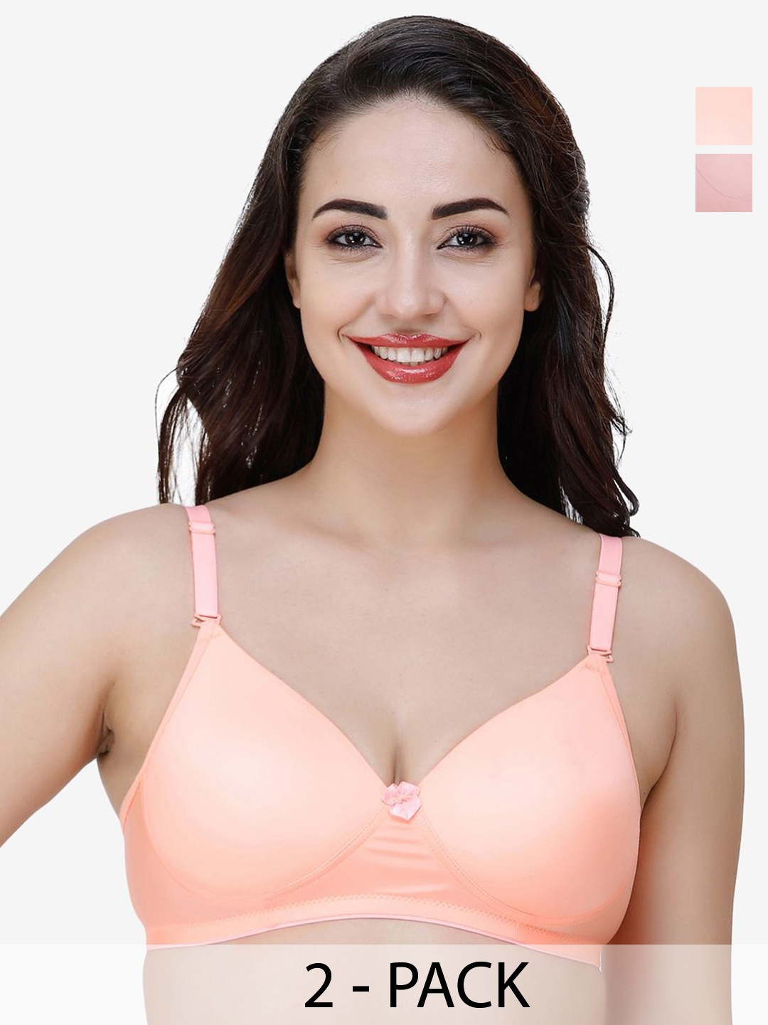 

College Girl Women Pack Of 2 Full Coverage Lightly Padded T-shirt Bra, Orange