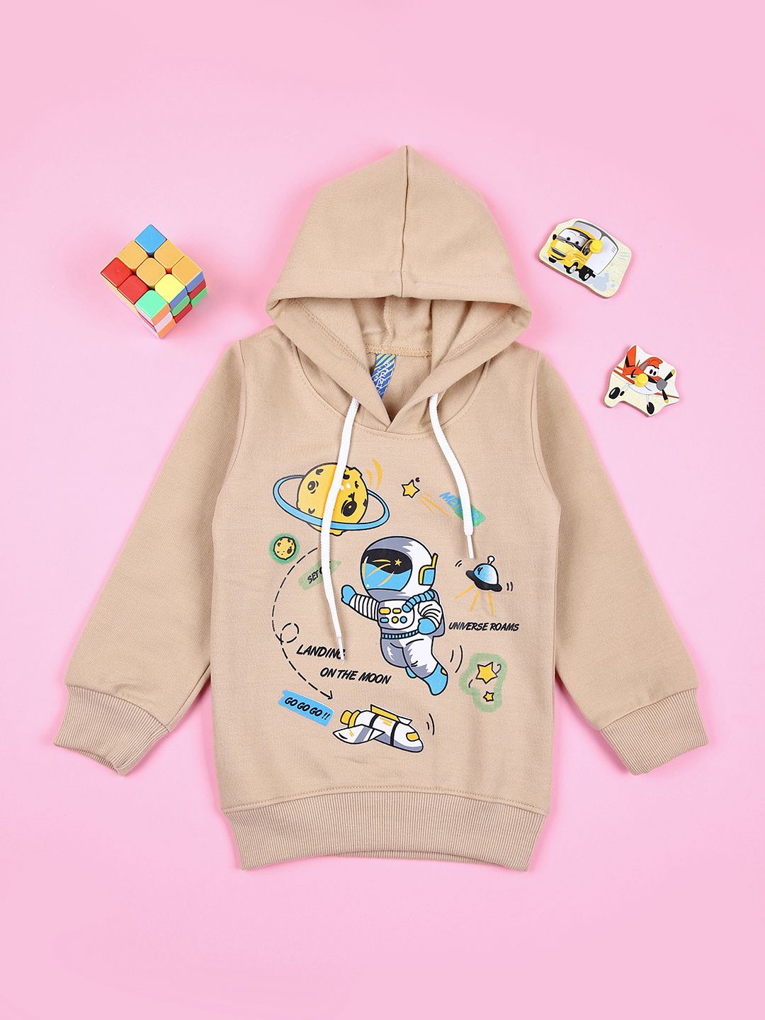 

V-Mart Boys Winter Cotton Hooded Sweatshirt, Beige