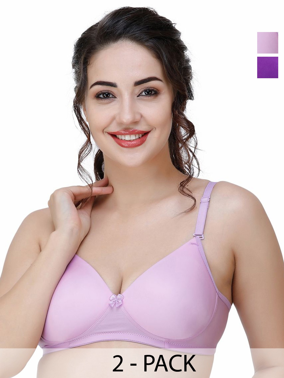 

College Girl Pack Of 2 Full Coverage Lightly Padded T-shirt Bra, Purple