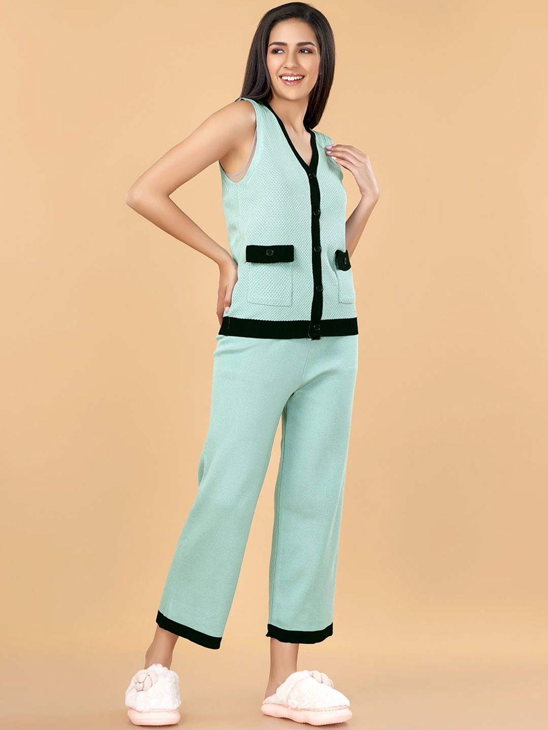 

ANSEE by Addery Women Colourblocked Night Suit, Blue