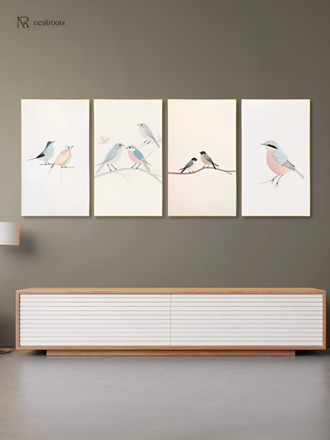 

nestroots White & Blue 4 Pieces Canvas Wall Paintings
