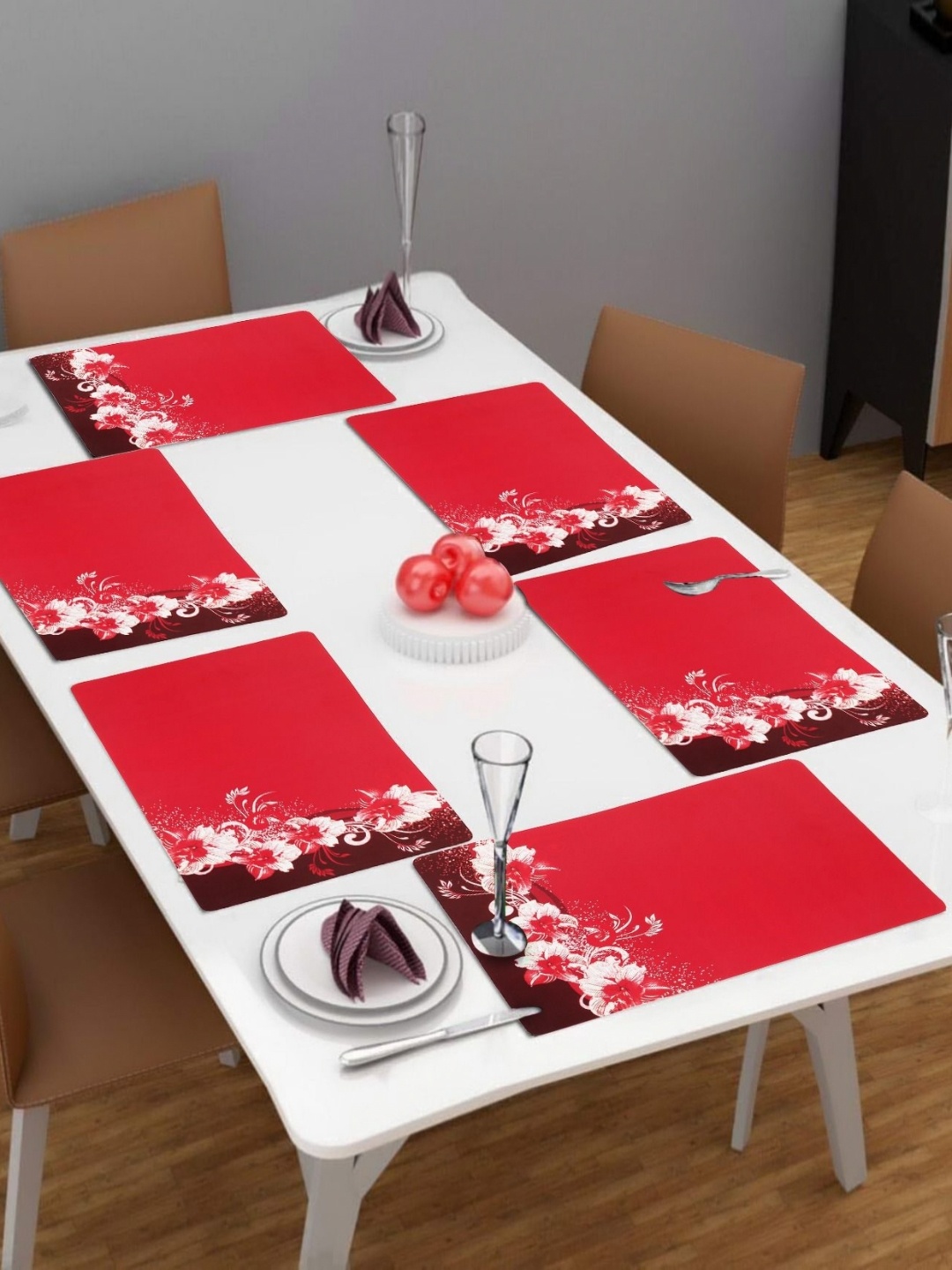 

LooMantha Red & Brown 6 Pieces Printed Rectangle Shaped Table Placemats