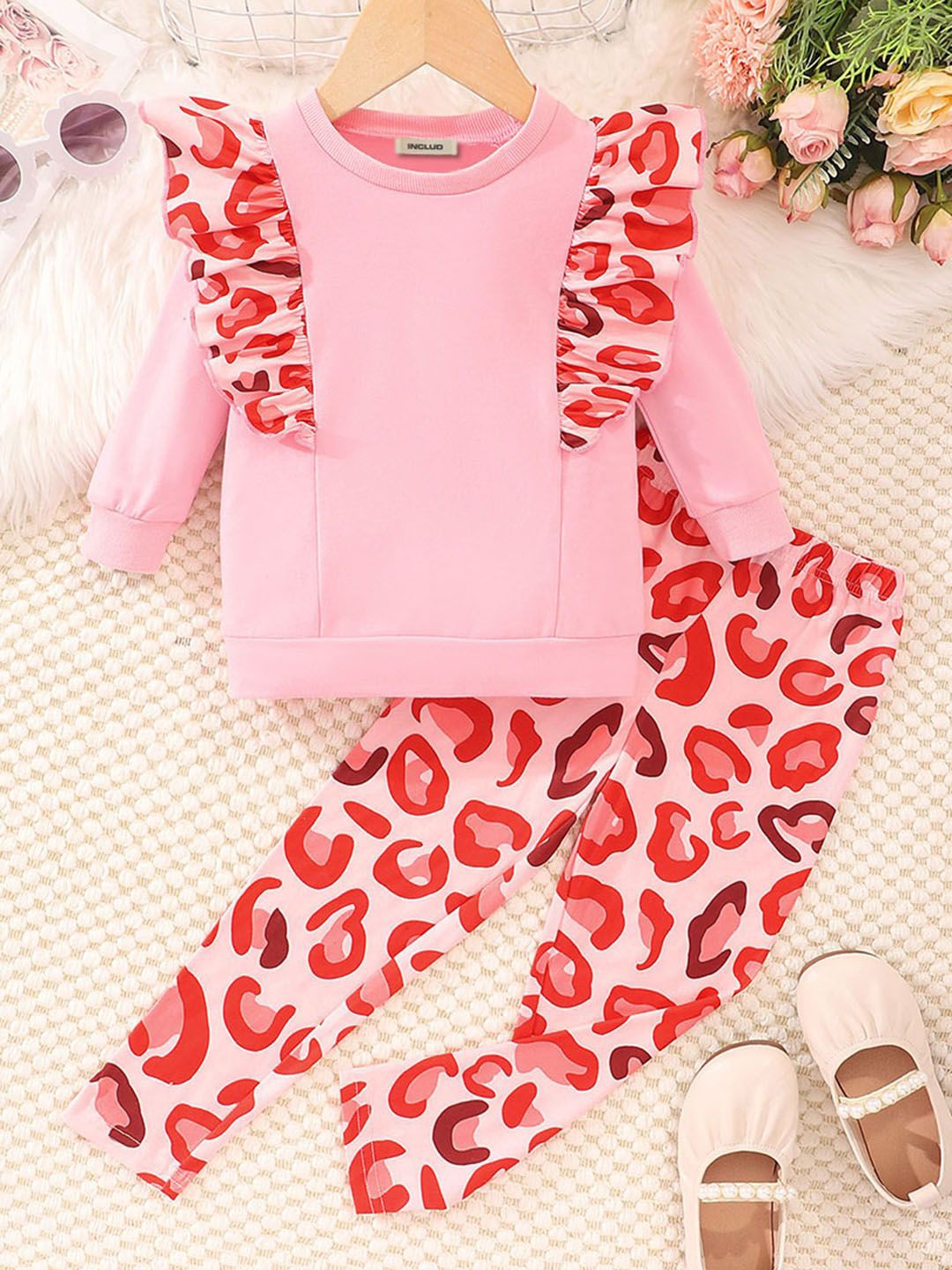 

INCLUD Girls Animal Printed Trousers, Pink