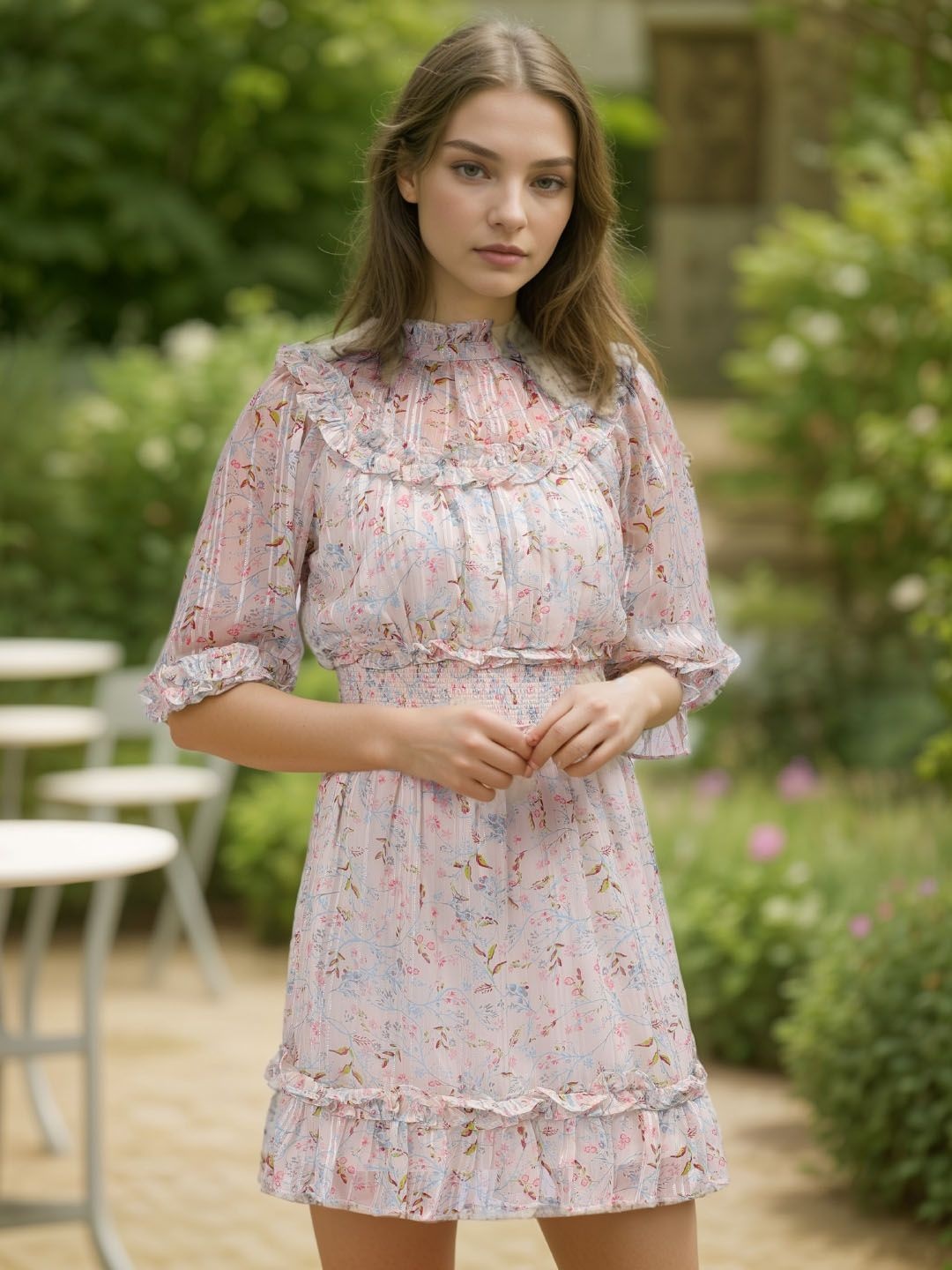 

Freehand by The Indian Garage Co Women Floral Printed Fit & Flare Dress, White