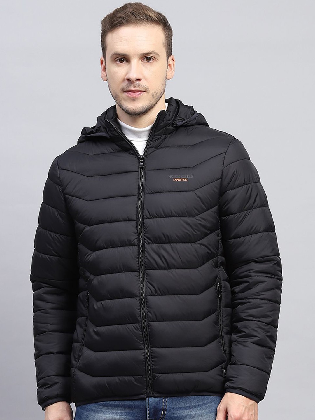 

Monte Carlo Men Hooded Solid Casual Puffer Jacket, Black