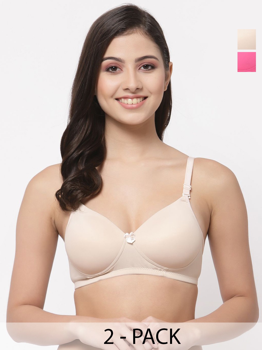 

College Girl Pack Of 2 Full Coverage Lightly Padded T-shirt Bra, Pink