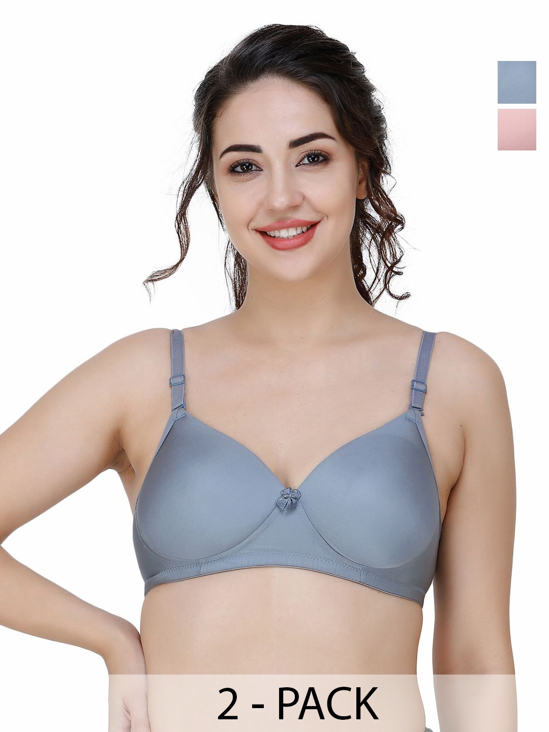 

College Girl Pack Of 2 Medium Coverage Lightly Padded T-shirt Bra, Grey