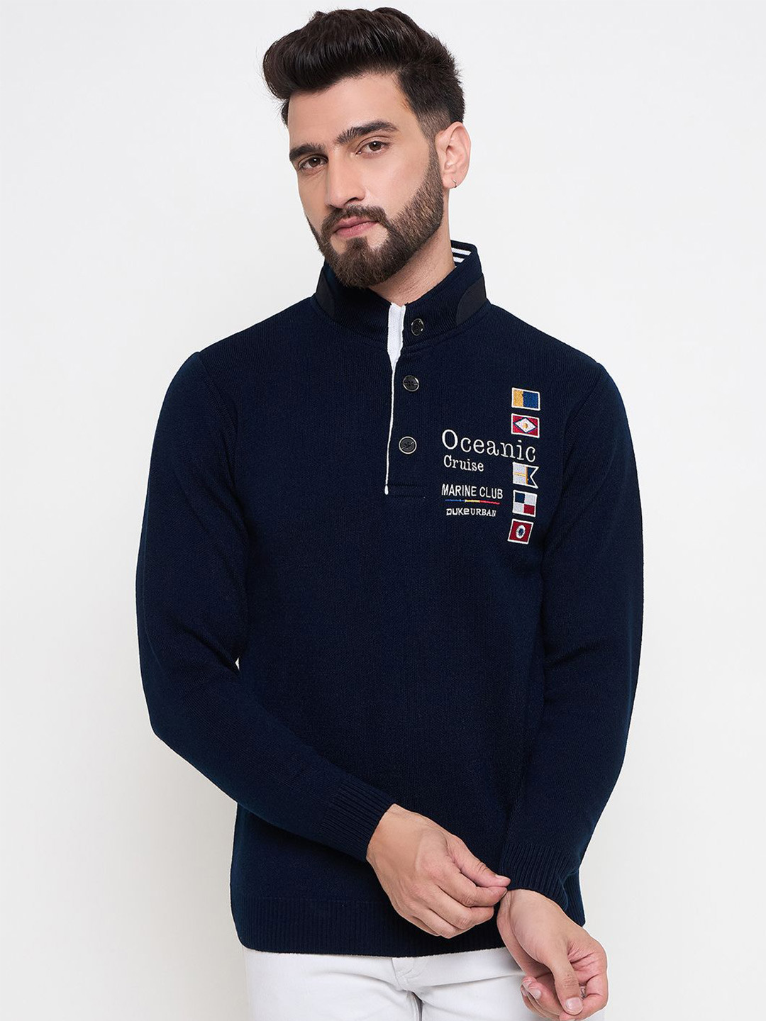 

Duke Men Long Sleeves Pullover, Navy blue