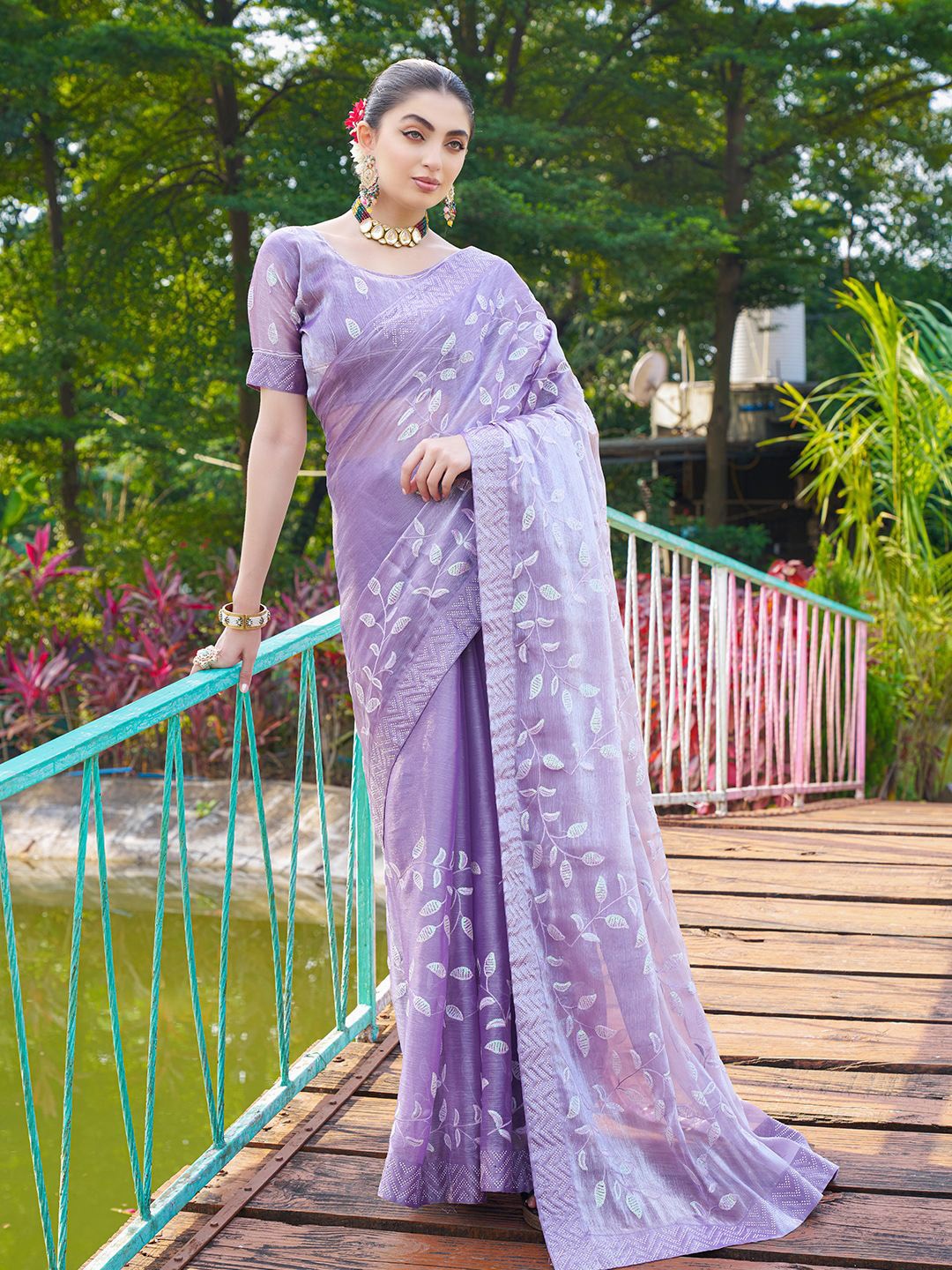 

Sitanjali Embellished Sequinned Net Maheshwari Saree, Purple