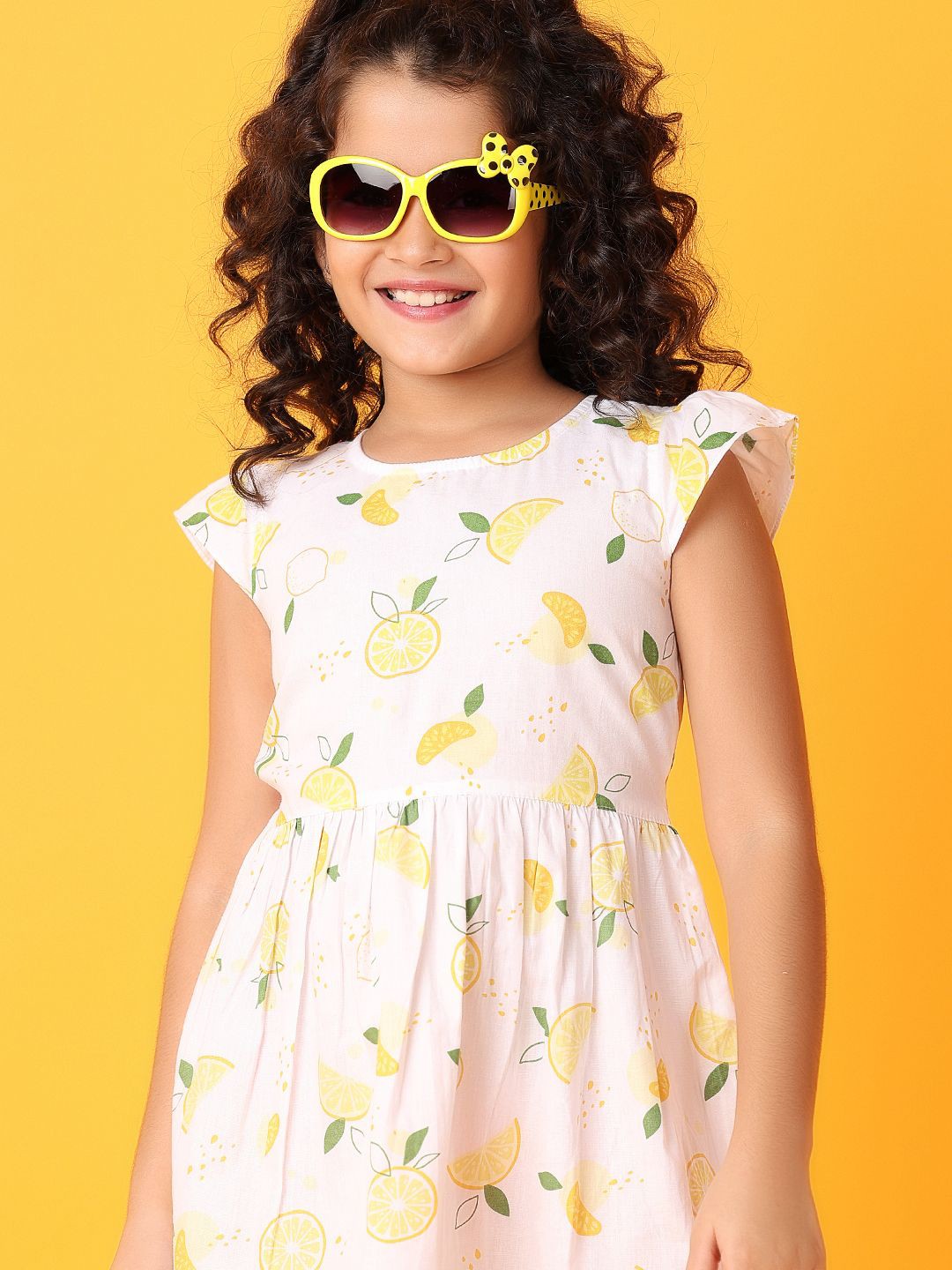 

V-Mart Girls Printed Fit and Flare Dress, White