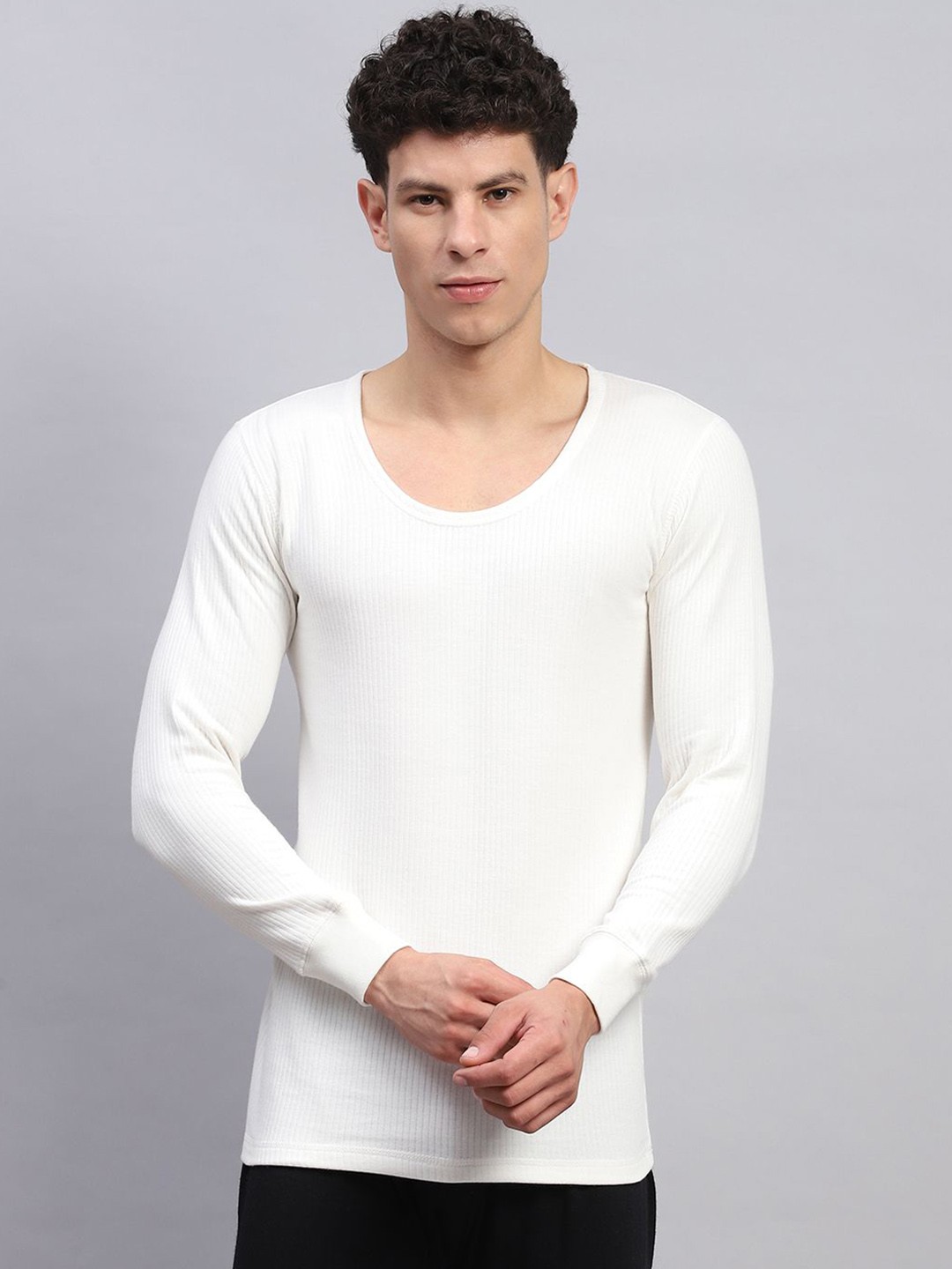 

Monte Carlo Men Ribbed Cotton Thermal Vest, White