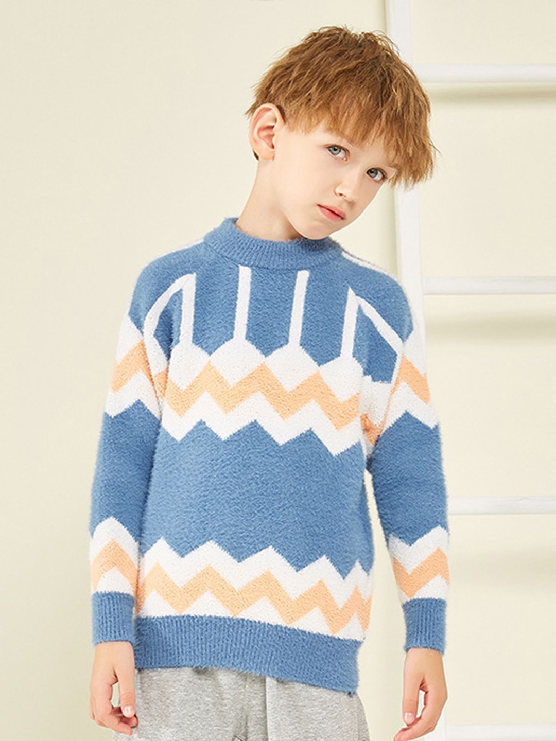 

LULU & SKY Boys Turtle Neck Pullover, Blue