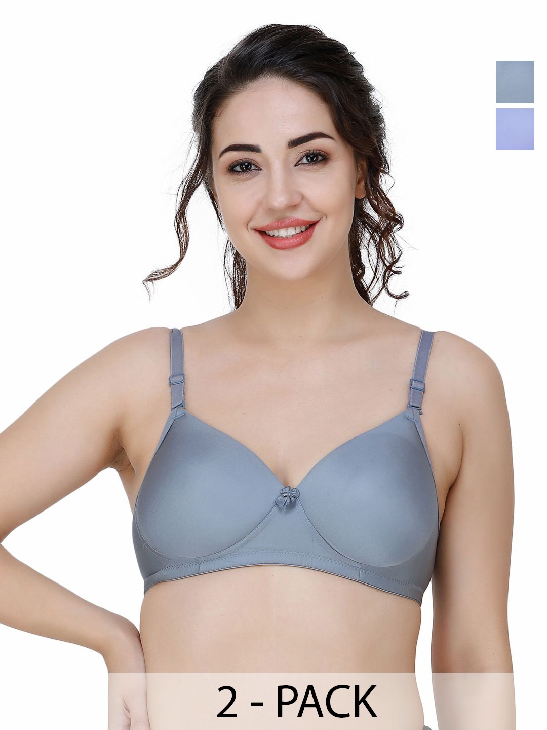 

College Girl Pack Of 2 Full Coverage Lightly Padded Underwired T-shirt Bra, Grey