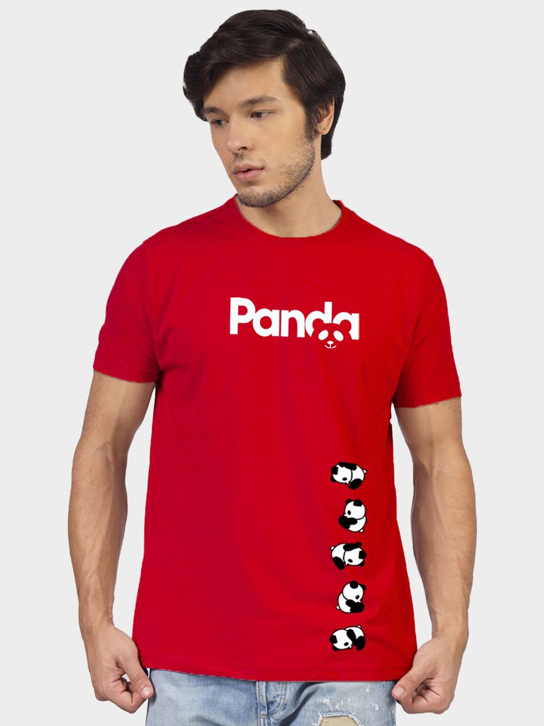 

Greylongg Men Polka Dot Printed Applique T-shirt, Red