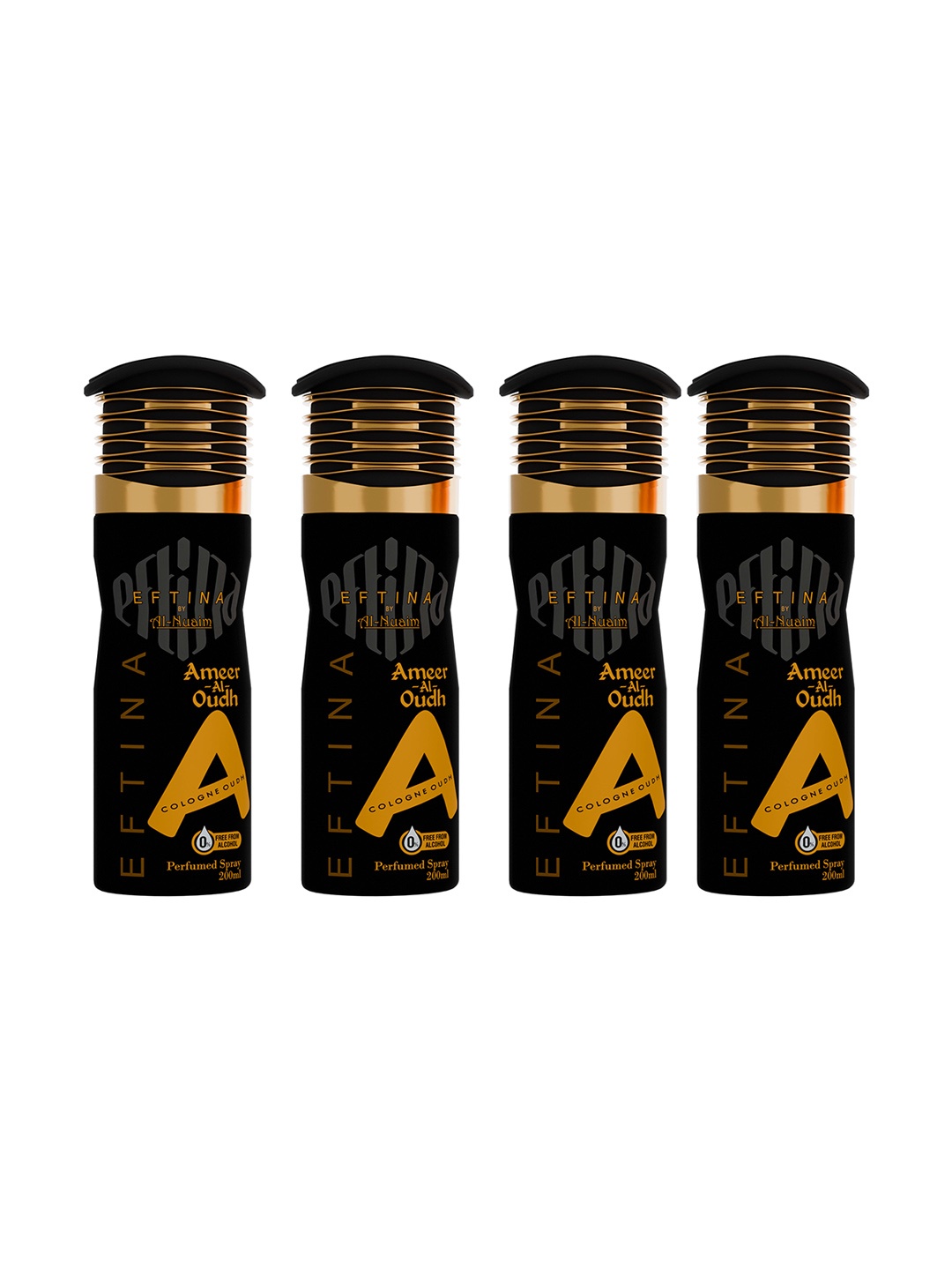 

Al-Nuaim Set Of 4 Ameer Al Oudh Deodorant - 200 ml Each, Brown