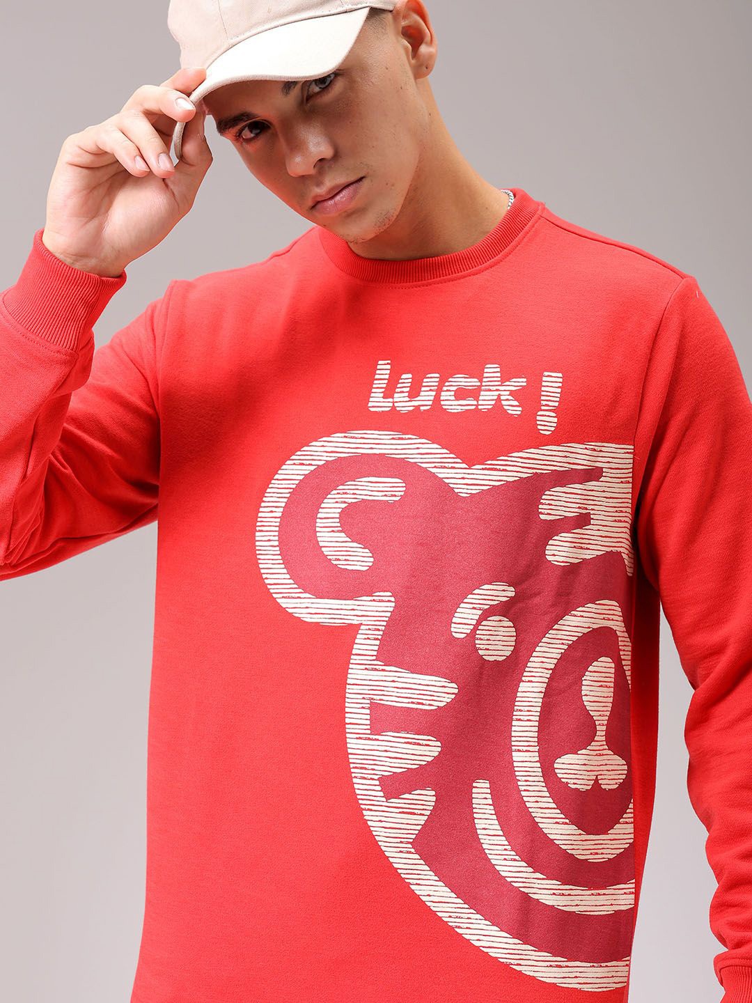 

The Indian Garage Co Men Printed Pullover Sweatshirt, Red