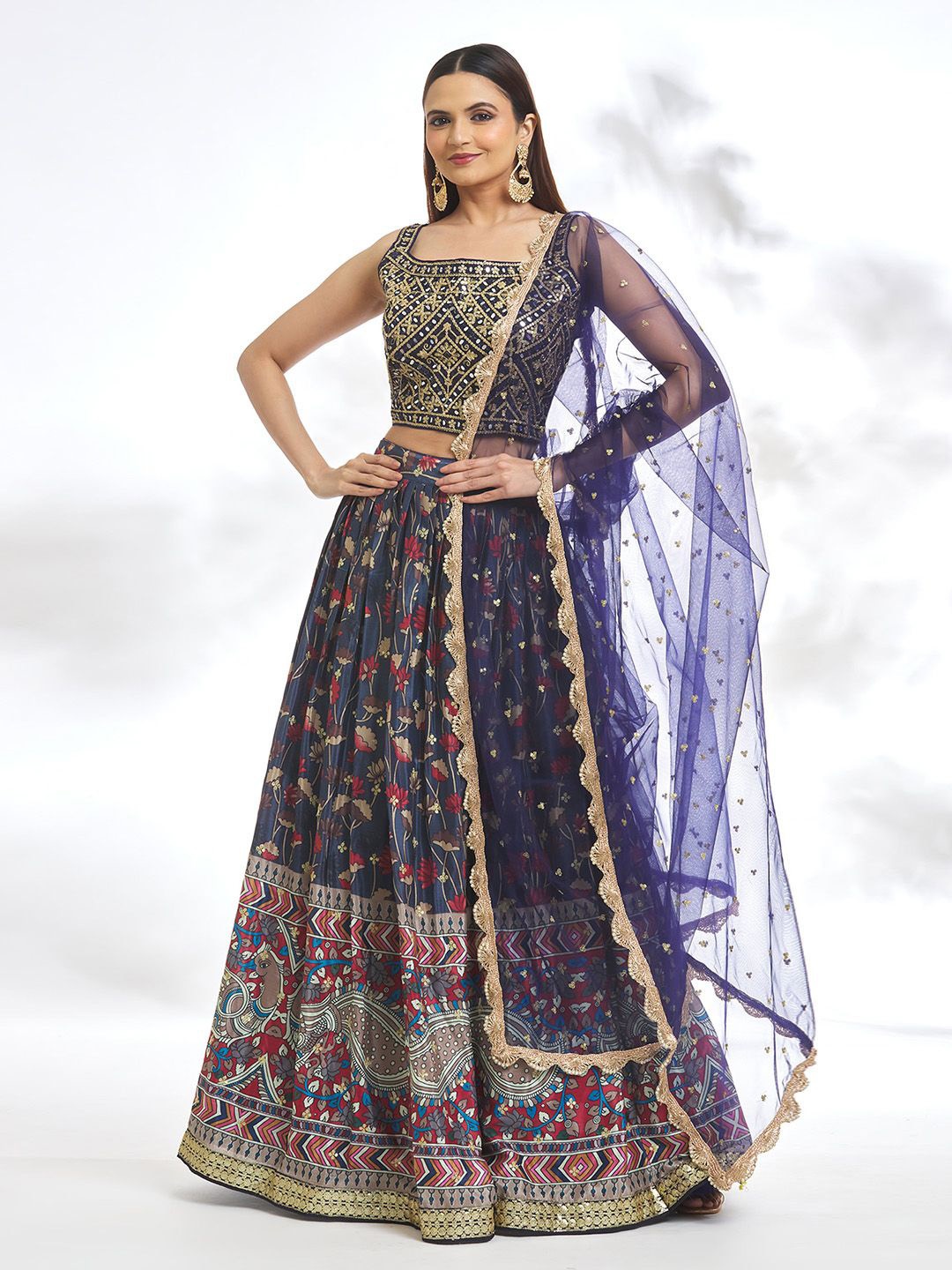 

Samyukta Singhania Embroidered Ready to Wear Lehenga & Blouse With Dupatta, Blue