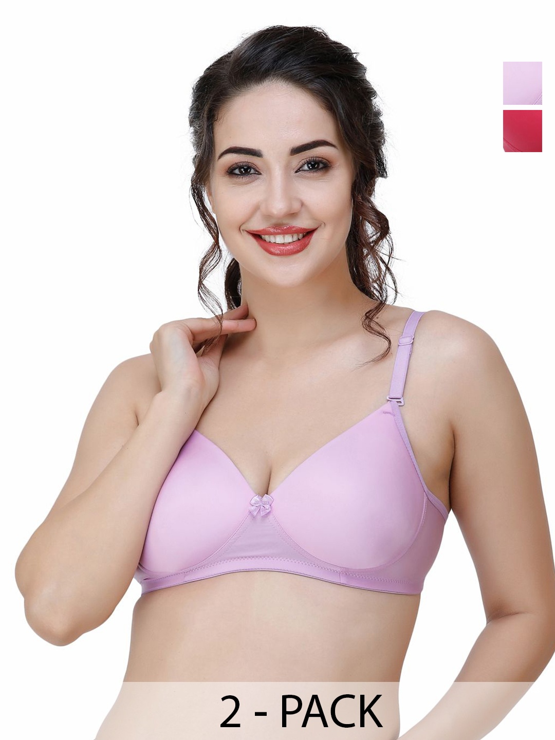 

College Girl Pack Of 2 Full Coverage Lightly Padded T-shirt Bra, Pink