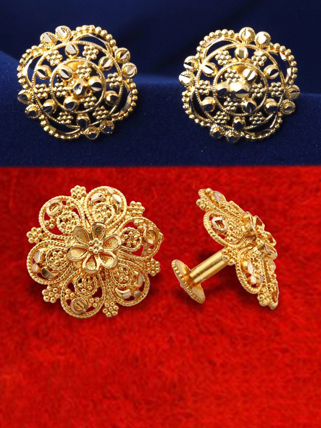 

DIVASTRI Set Of 2 Gold-Plated Circular Studs Earrings
