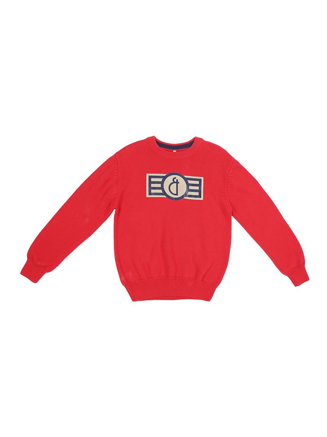 

Gini and Jony Boys Acrylic Printed Round Neck Long Sleeves Pullover Sweaters, Red