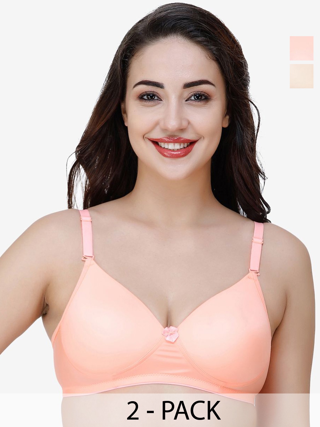 

College Girl Women Pack Of 2 Full Coverage Lightly Padded Bra, Orange