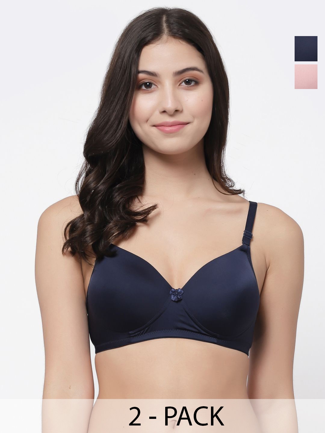 

College Girl Pack Of 2Full Coverage Lightly Padded Underwired Push-Up Bra, Blue