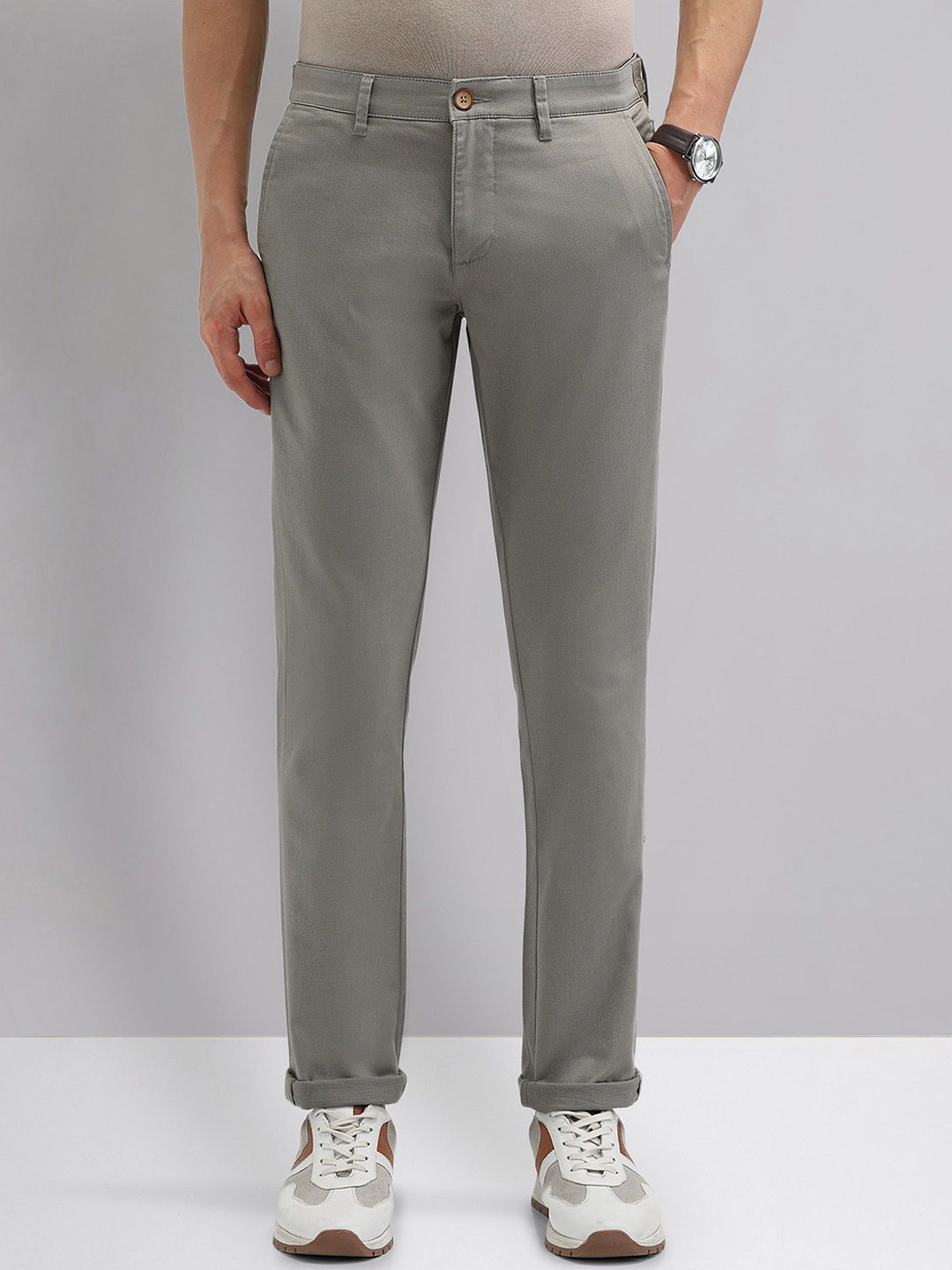 

AD By Arvind Men Slim Fit Chinos Trousers, Grey