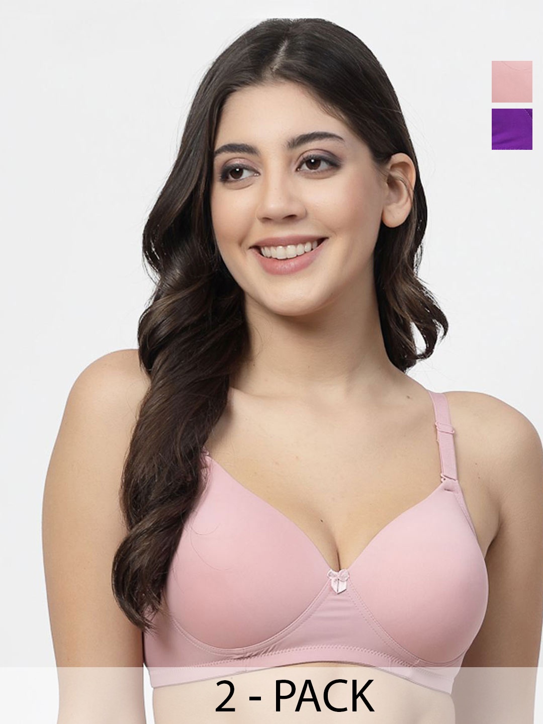 

College Girl Pack Of 2 Full Coverage Lightly Padded T-shirt Bra, Pink
