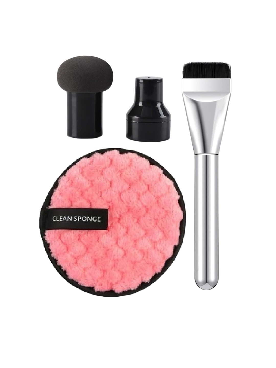 

Facejewel Makeup Brush With Mushroom Puff & Makeup Remover puff, Black