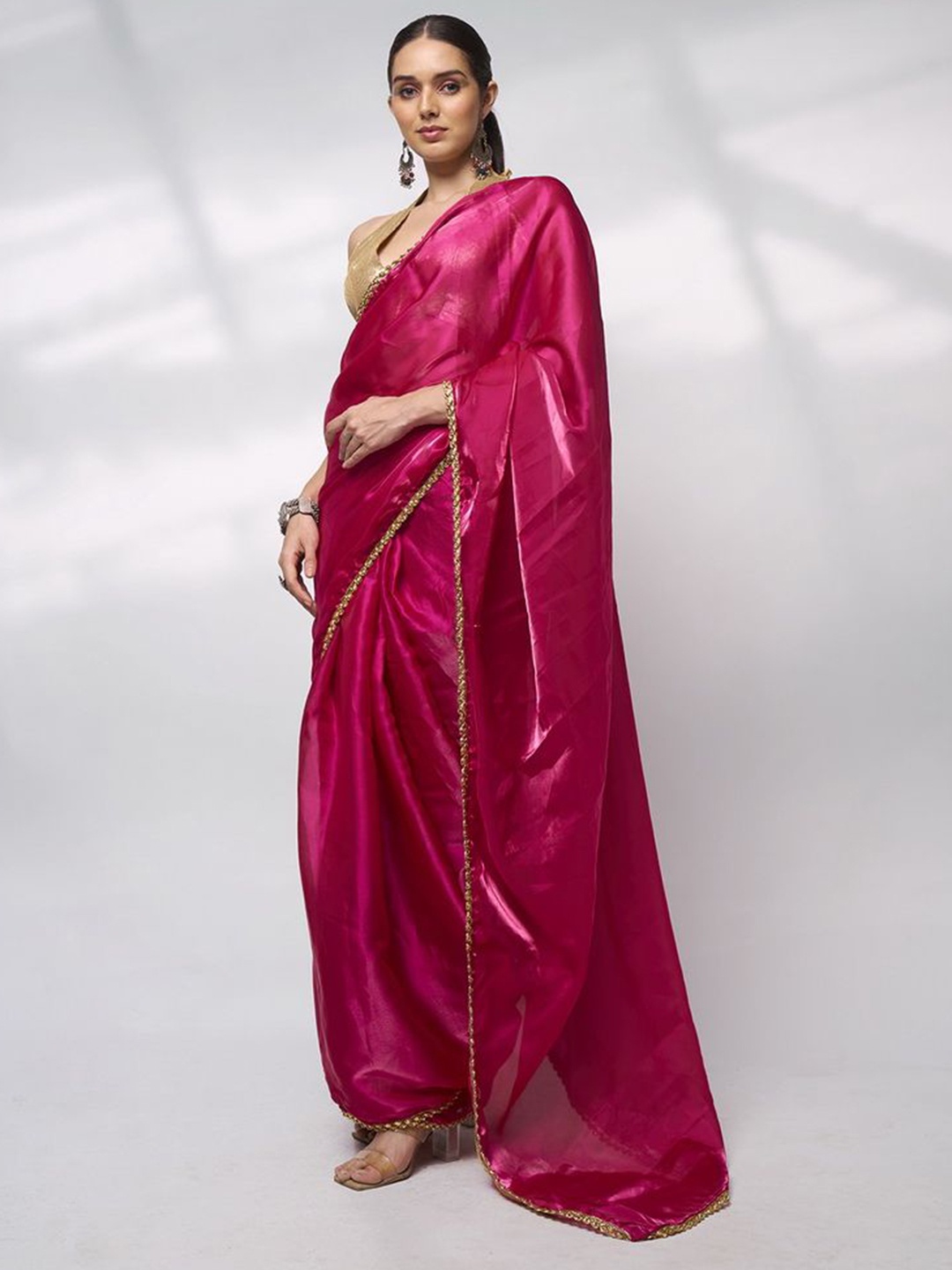

Kalista Embellished Sequinned Ready to Wear Saree, Pink