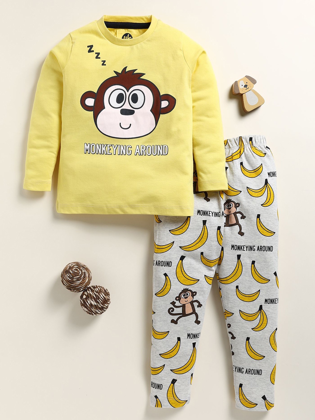 

YK Boys Cartoon Characters Printed Night suit, Yellow