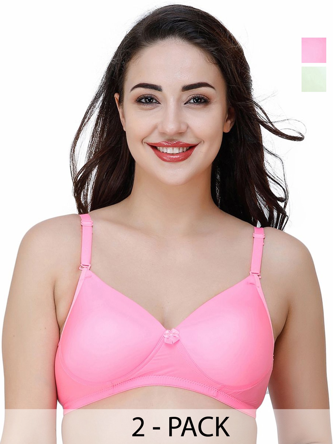 

College Girl Women Pack Of 2 Full Coverage Lightly Padded Bra, Pink
