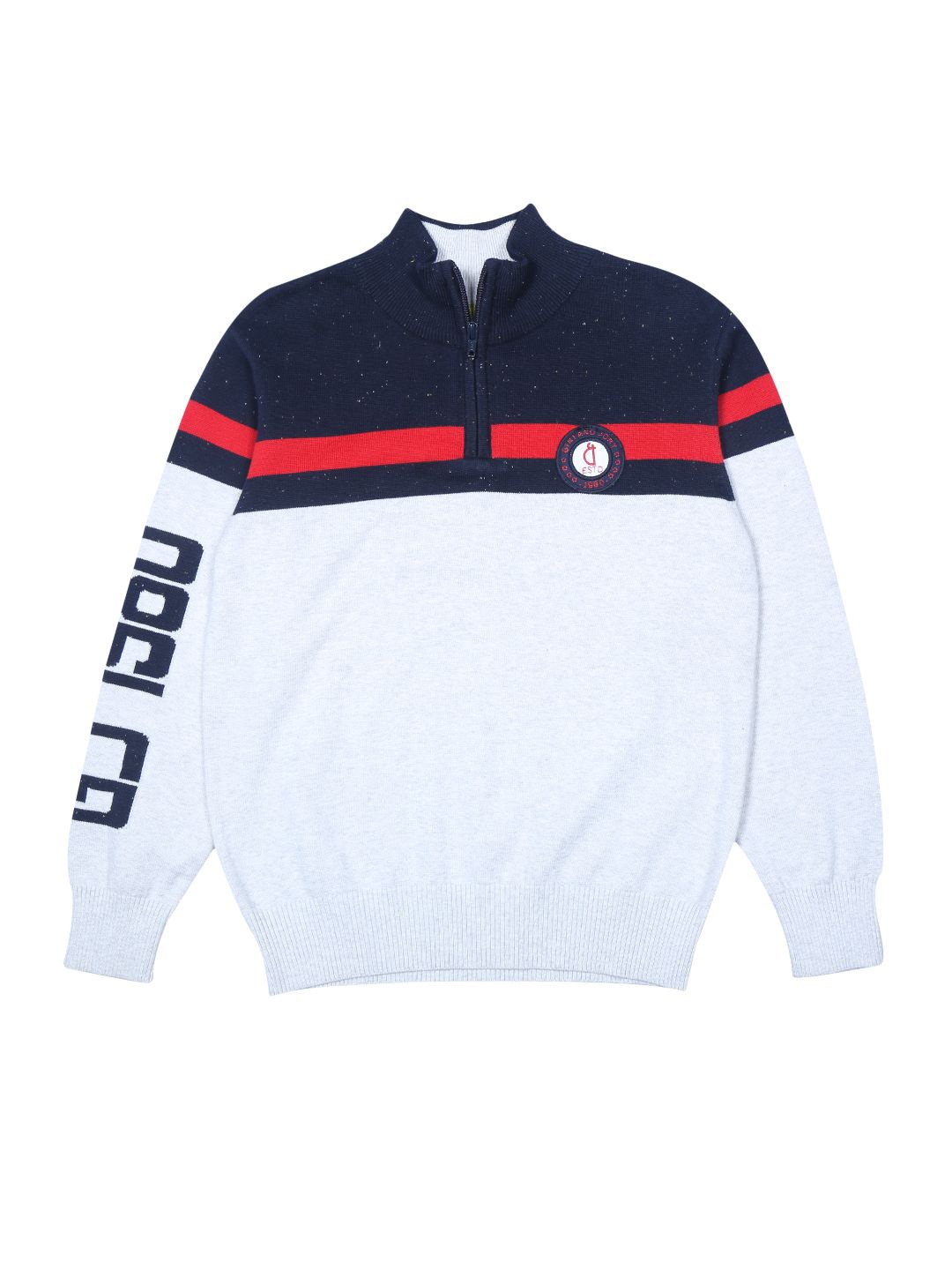 

Gini and Jony Boys Acrylic Colourblocked Pullover Sweaters, White