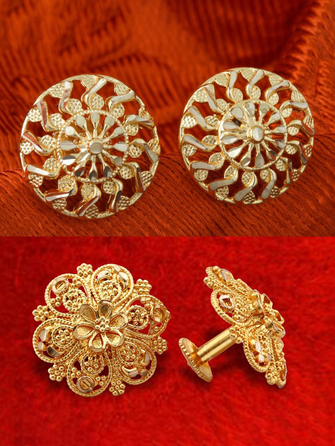 

DIVASTRI Set Of 2 Gold-Plated Stone Studded Circular Studs