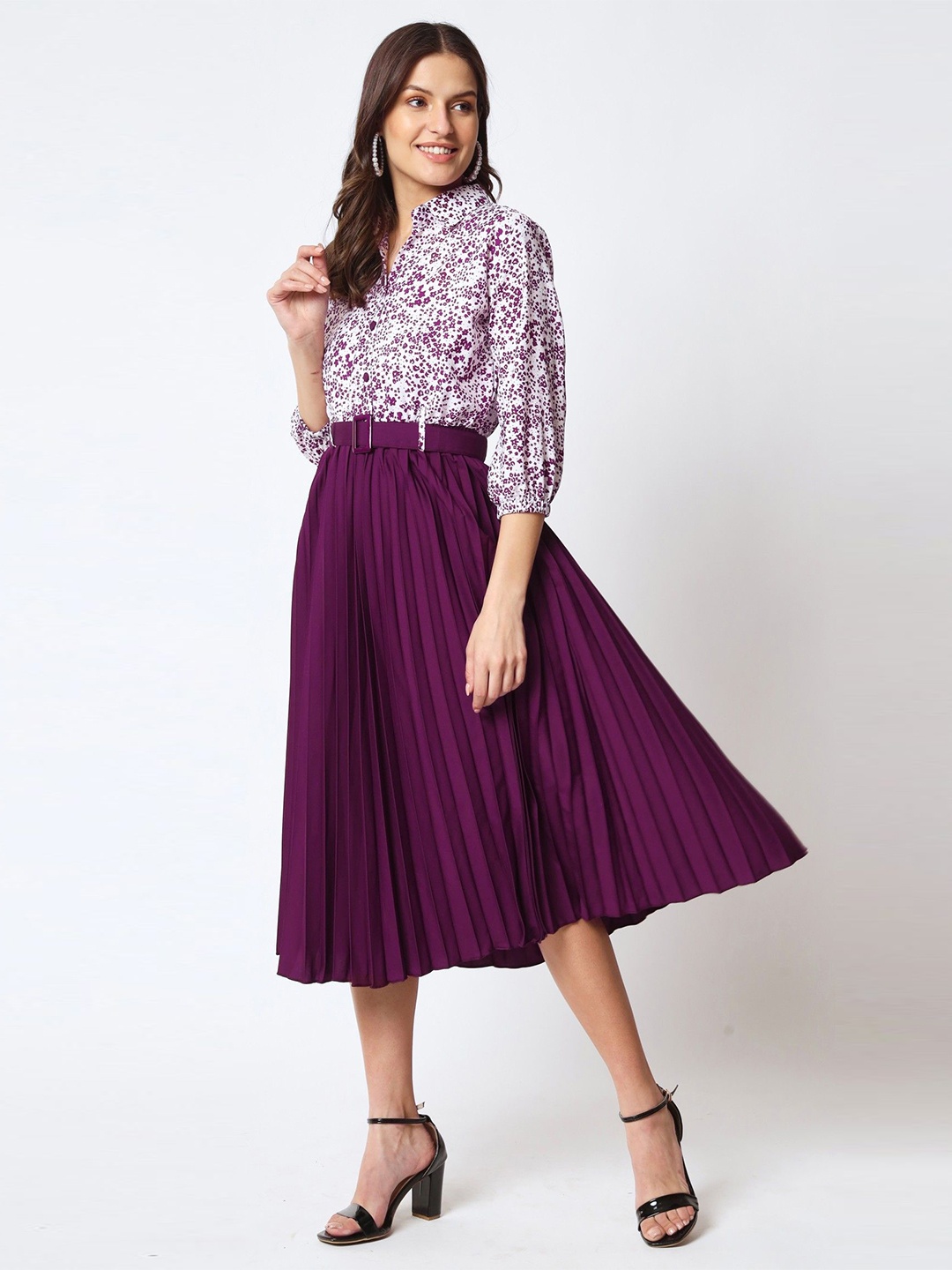 

Krunal Raiyani Printed Fit & Flare Dress, Magenta