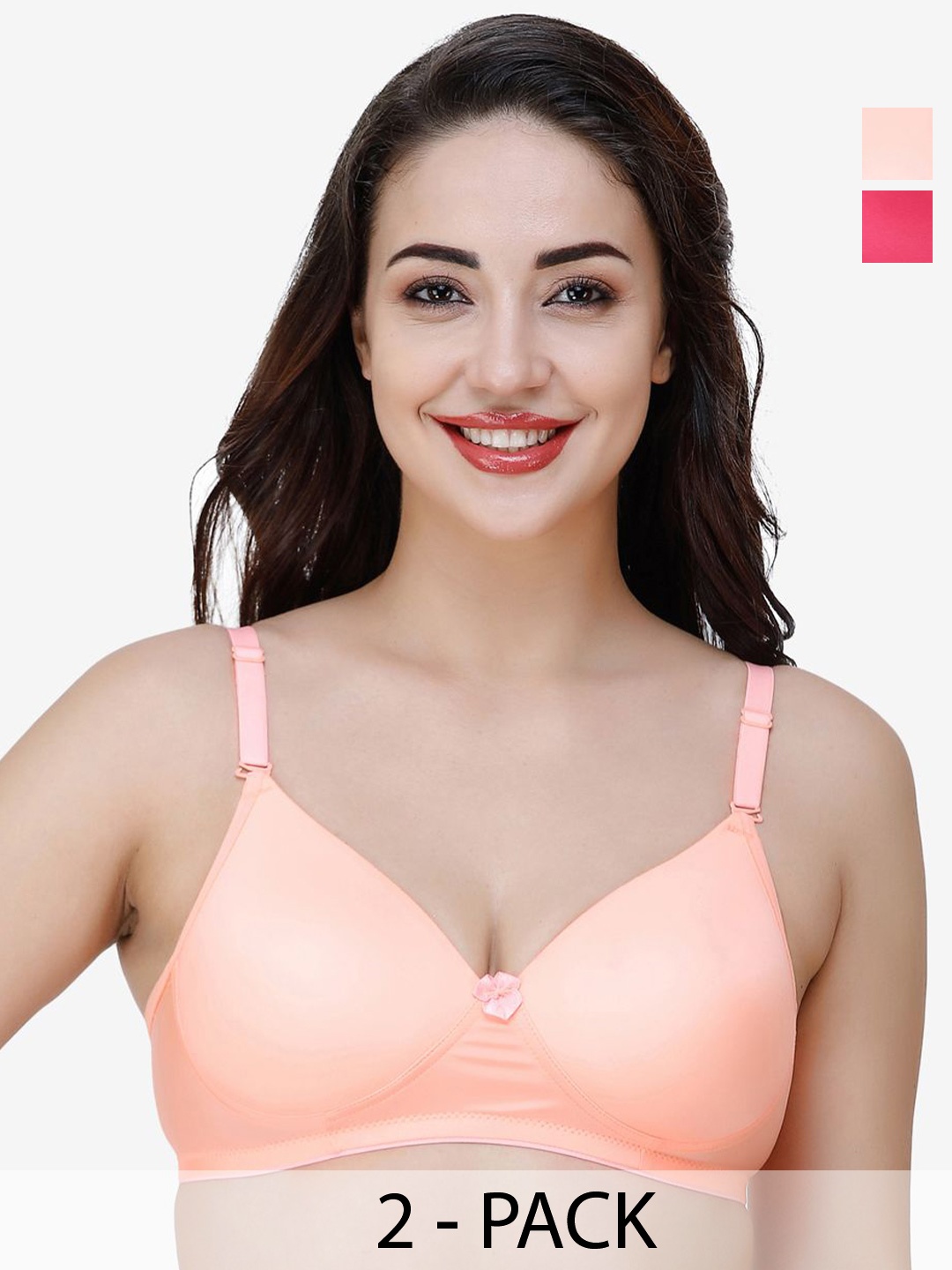 

College Girl Pack Of 2 Full Coverage Lightly Padded T-shirt Bra, Orange