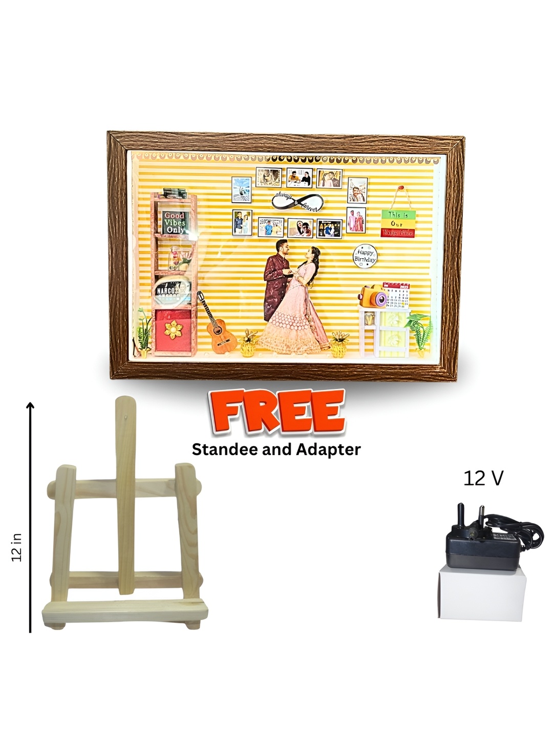 

khushi kart Orange & Brown 1 Pieces Wood Table Photo Frames
