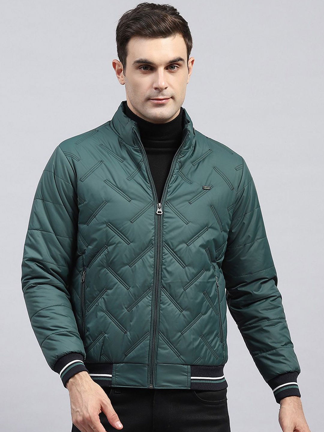 

Monte Carlo Men Hooded Solid Casual Padded Jacket, Green