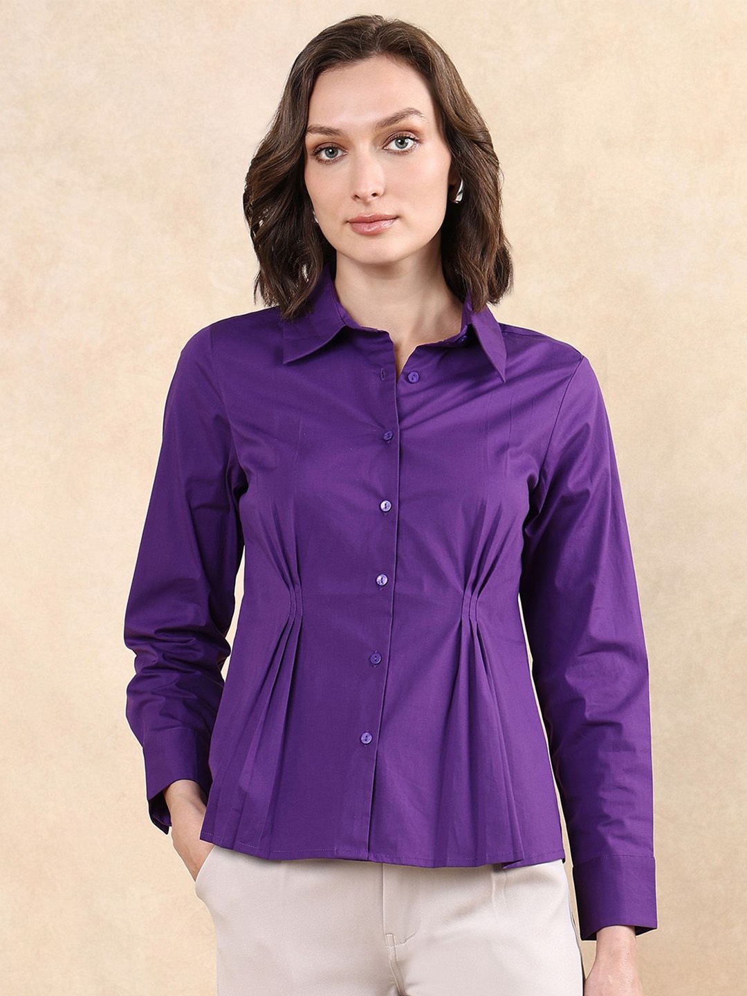 

RAREISM Women Solid Cotton Top, Purple