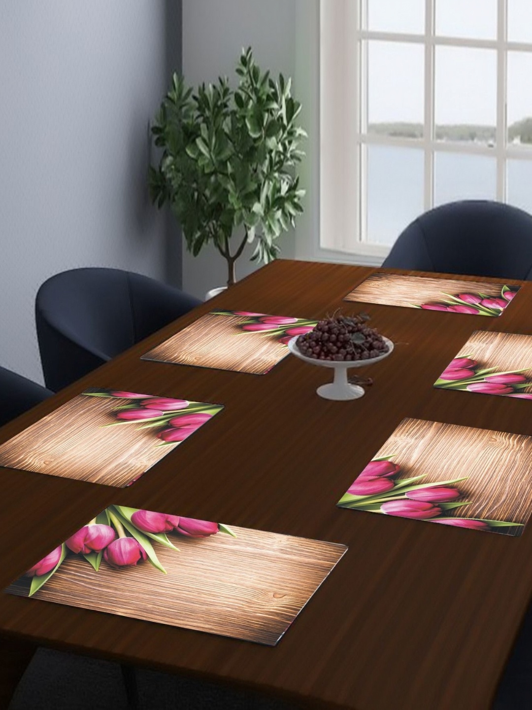 

LooMantha Pink & Brown 6 Pieces Rectangle Shaped Printed Table Placemats