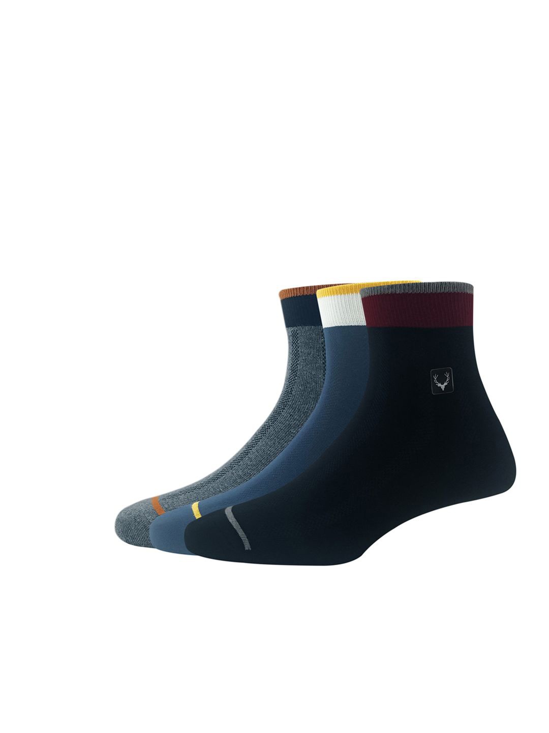

Allen Solly Men Pack Of 3 Patterned Above Ankle-Length Socks, Black