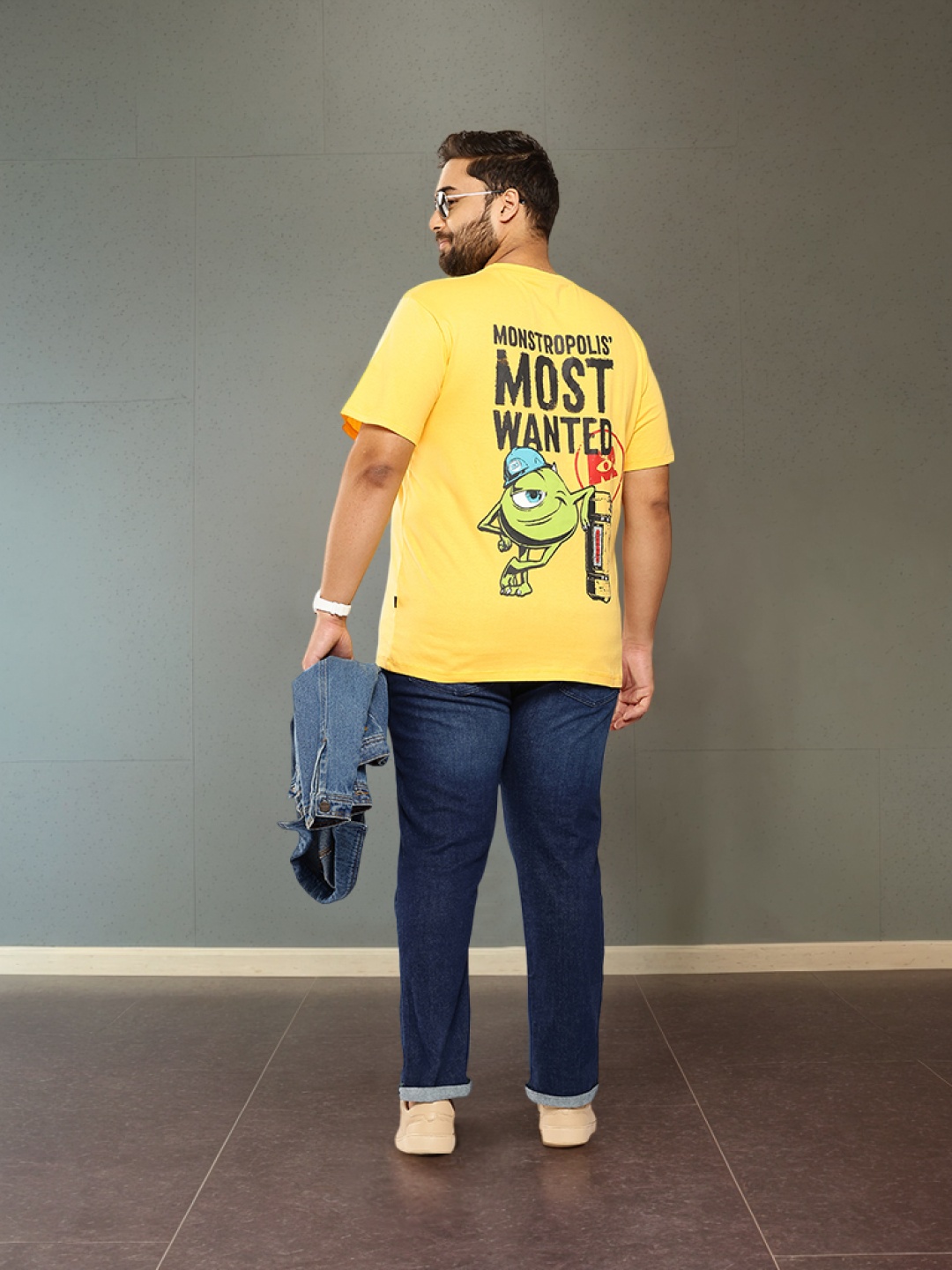 

Sztori Plus Size Monster Inc. Print Pure Cotton T-shirt, Yellow