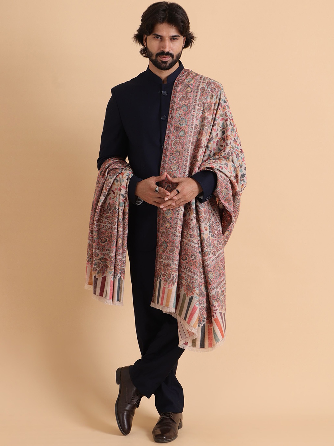 

Tweedle Paisley Woven Design Woollen Shawl, Off white